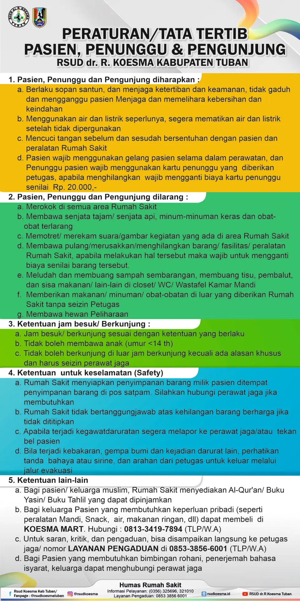 Tata Tertib Pasien, Penunggu dan Pengunjung Pasien RSUD dr. R. Koesma
